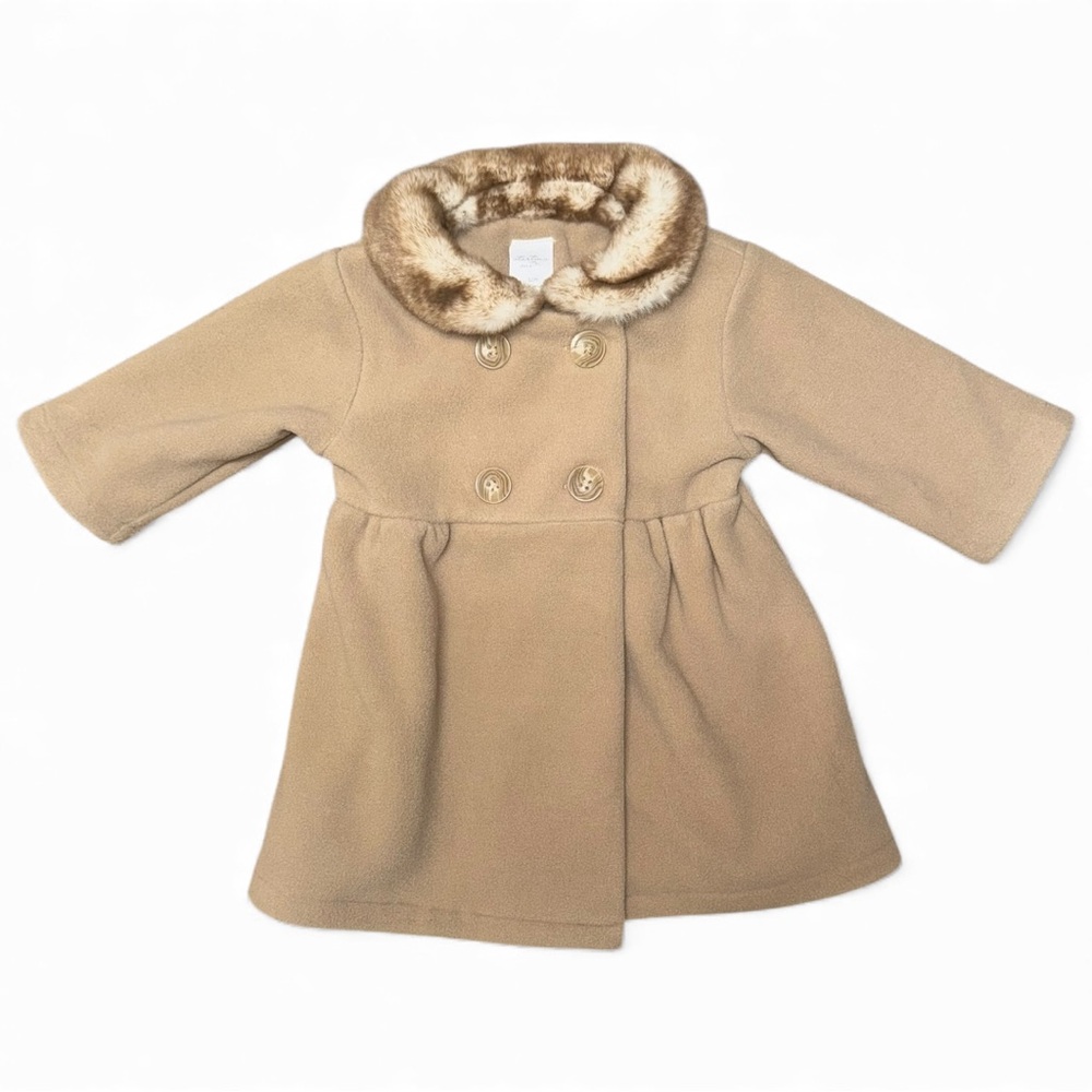 NWOT - Starting Out - Baby Girls Pea Coat with Faux Fur Collar (12M)